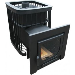 Дровяная печь для бани Варвара Каменка панорамная дверь/удлиненная топка